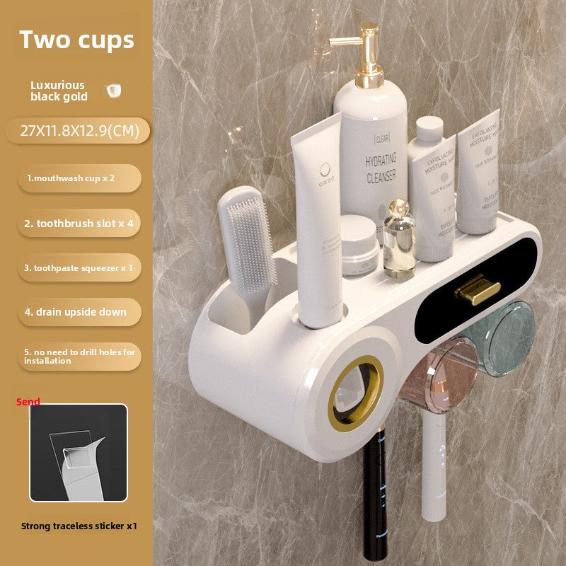 Tooth Cup Toothbrush Storage Rack Punch-Free Wall-Mounted Family Wash Cup Set Mouthwash Cup Dental Rack Dental Rack