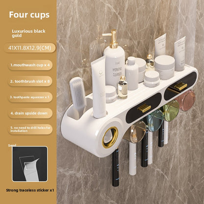 Tooth Cup Toothbrush Storage Rack Punch-Free Wall-Mounted Family Wash Cup Set Mouthwash Cup Dental Rack Dental Rack