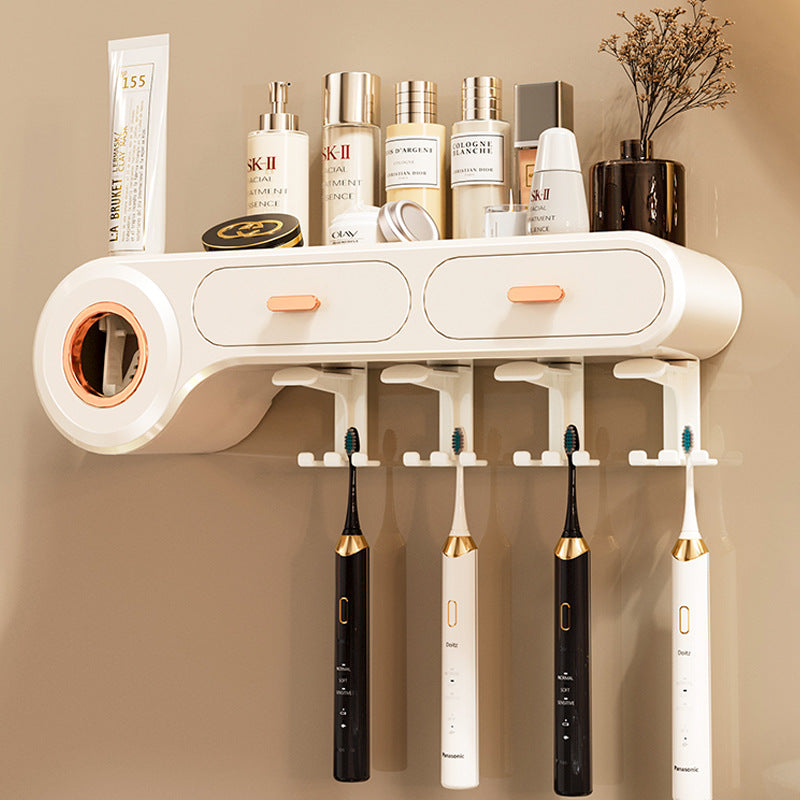 Tooth Cup Toothbrush Storage Rack Punch-Free Wall-Mounted Family Wash Cup Set Mouthwash Cup Dental Rack Dental Rack