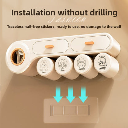 Tooth Cup Toothbrush Storage Rack Punch-Free Wall-Mounted Family Wash Cup Set Mouthwash Cup Dental Rack Dental Rack