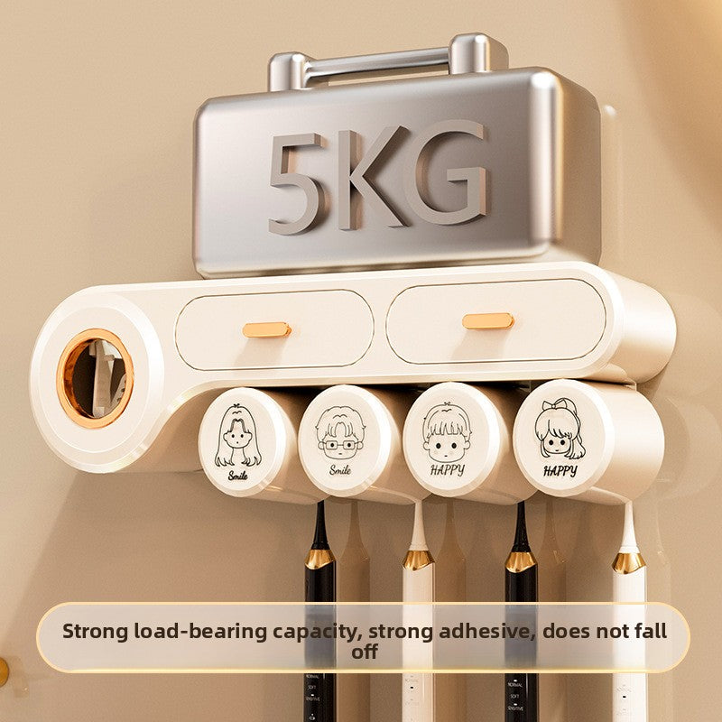 Tooth Cup Toothbrush Storage Rack Punch-Free Wall-Mounted Family Wash Cup Set Mouthwash Cup Dental Rack Dental Rack