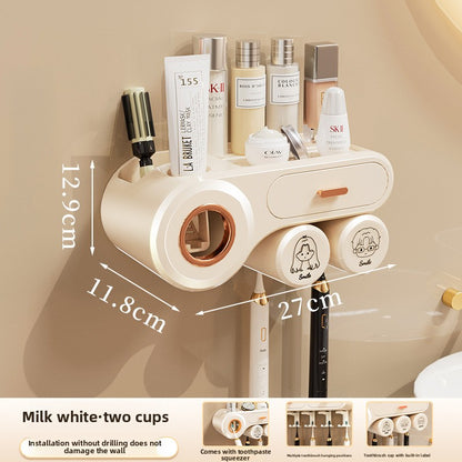 Tooth Cup Toothbrush Storage Rack Punch-Free Wall-Mounted Family Wash Cup Set Mouthwash Cup Dental Rack Dental Rack