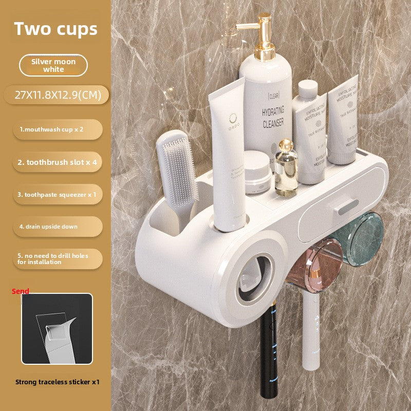 Tooth Cup Toothbrush Storage Rack Punch-Free Wall-Mounted Family Wash Cup Set Mouthwash Cup Dental Rack Dental Rack