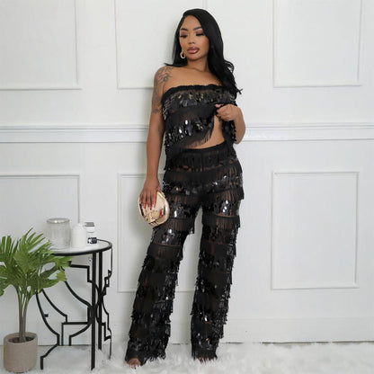 Top and Loose Pants Two Piece Set