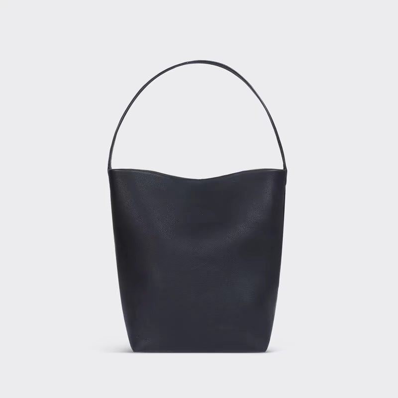 Top-Layer Cowhide Leather Bucket Bag for Women