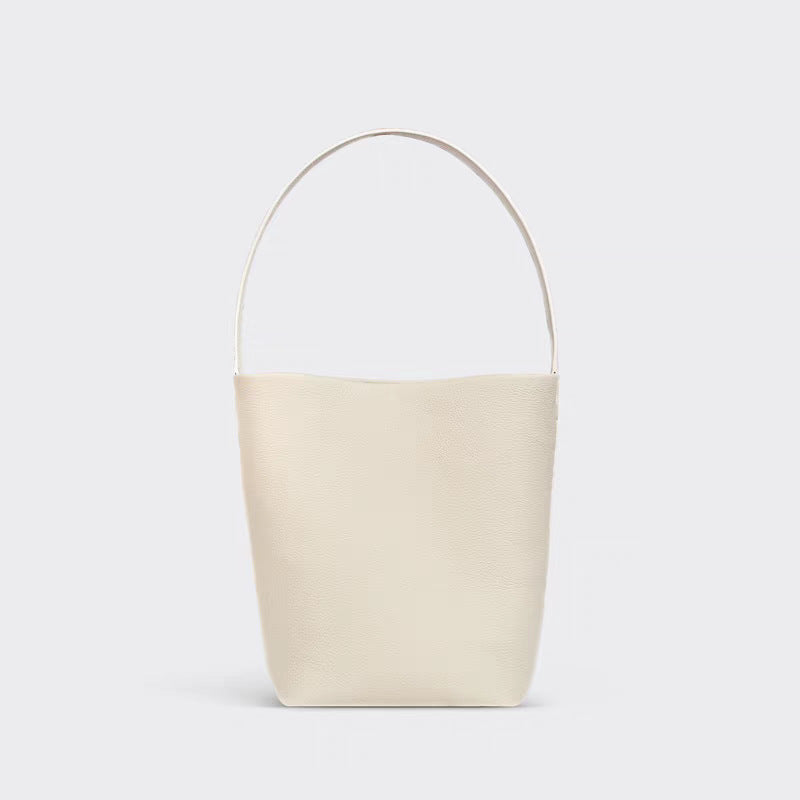Top-Layer Cowhide Leather Bucket Bag for Women