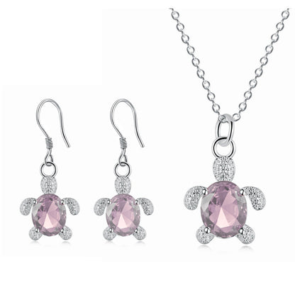 Tortoise Crystal Necklace and Earrings Set