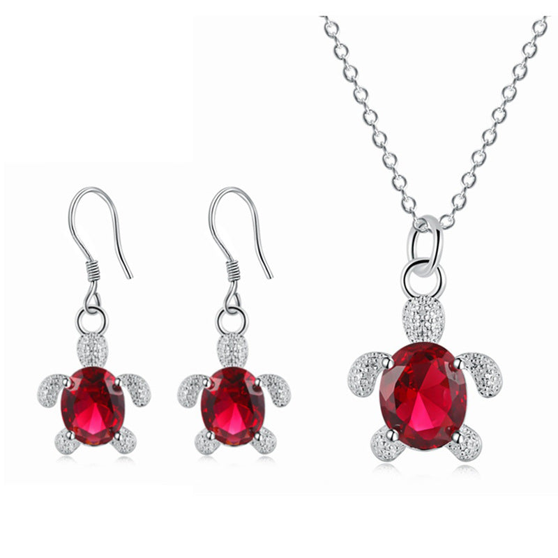 Tortoise Crystal Necklace and Earrings Set