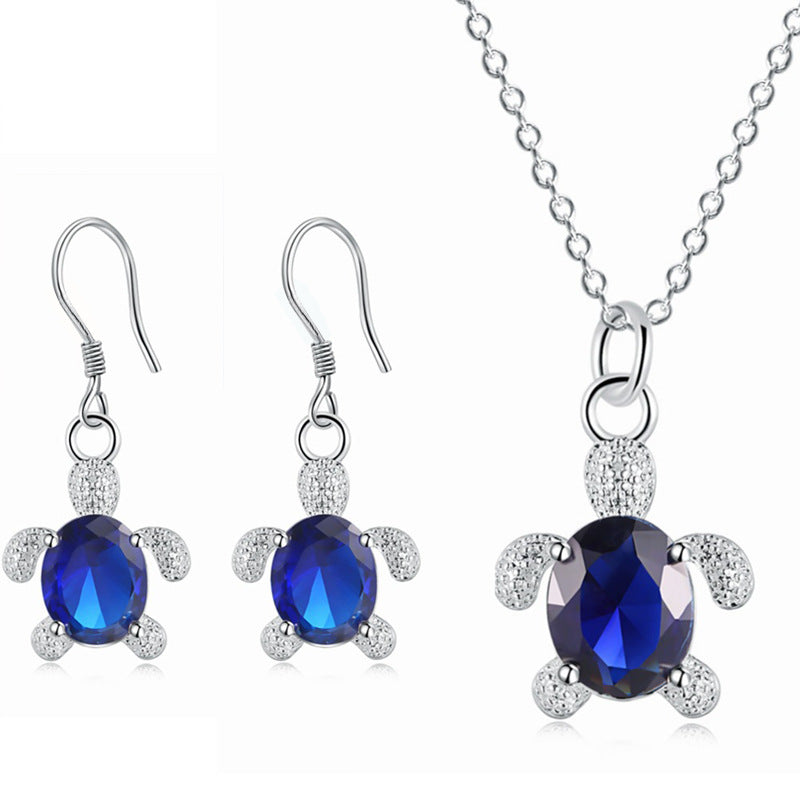 Tortoise Crystal Necklace and Earrings Set