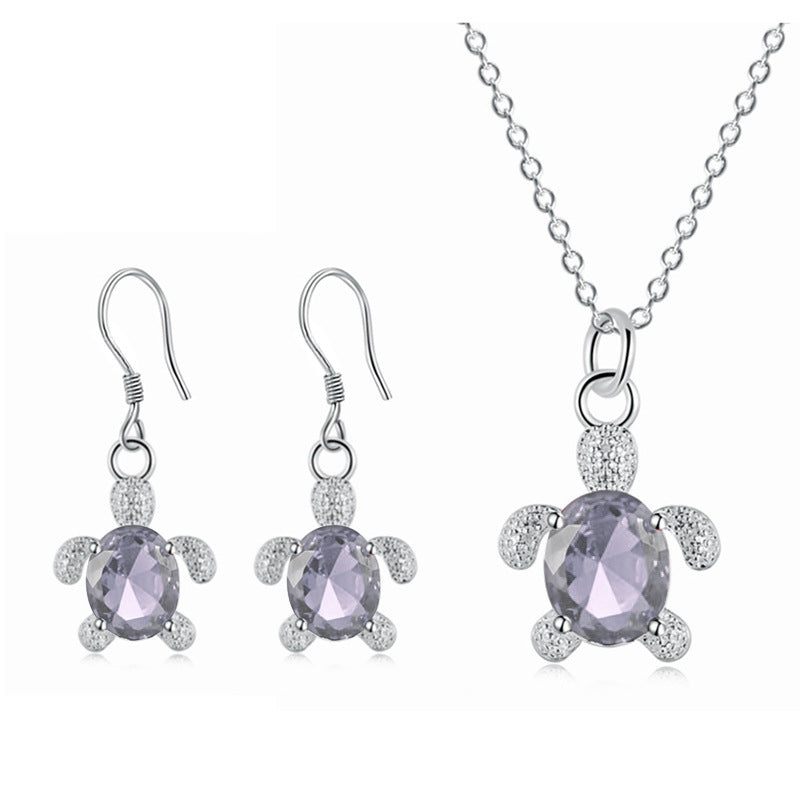 Tortoise Crystal Necklace and Earrings Set