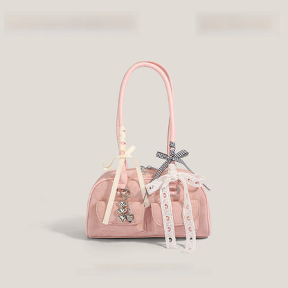 Tote Bag with Silk Scarf Pendant