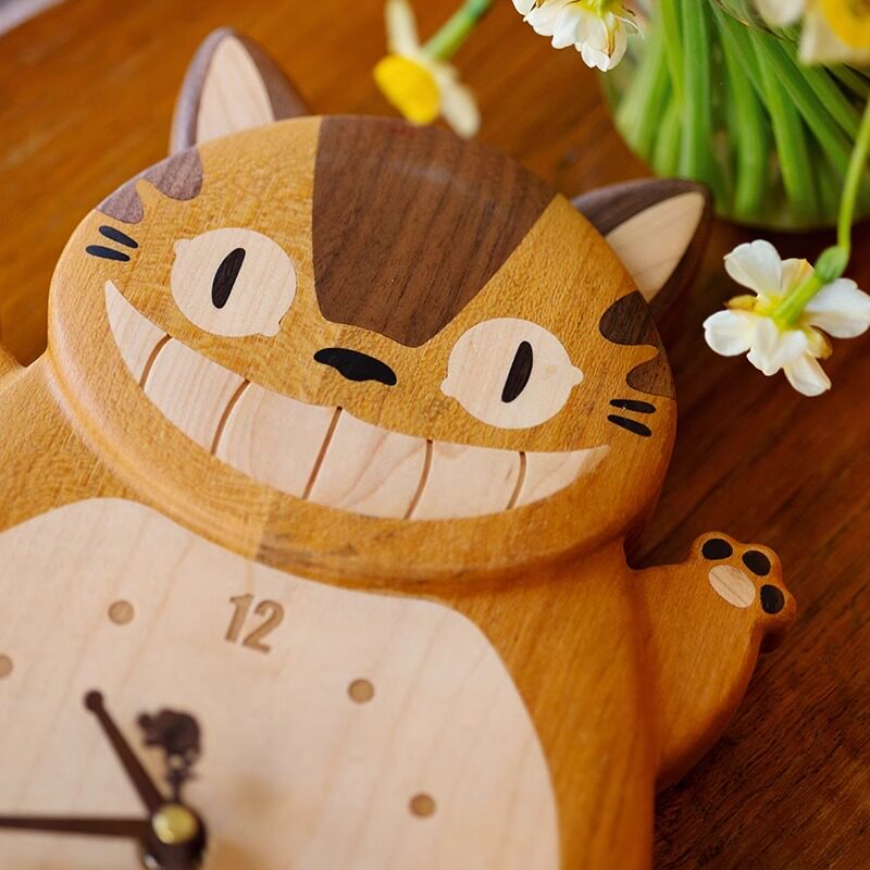 Totoro Bus Wood Wall Clock with Pendulum