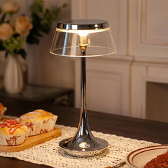 Chrome+transparent lampshade