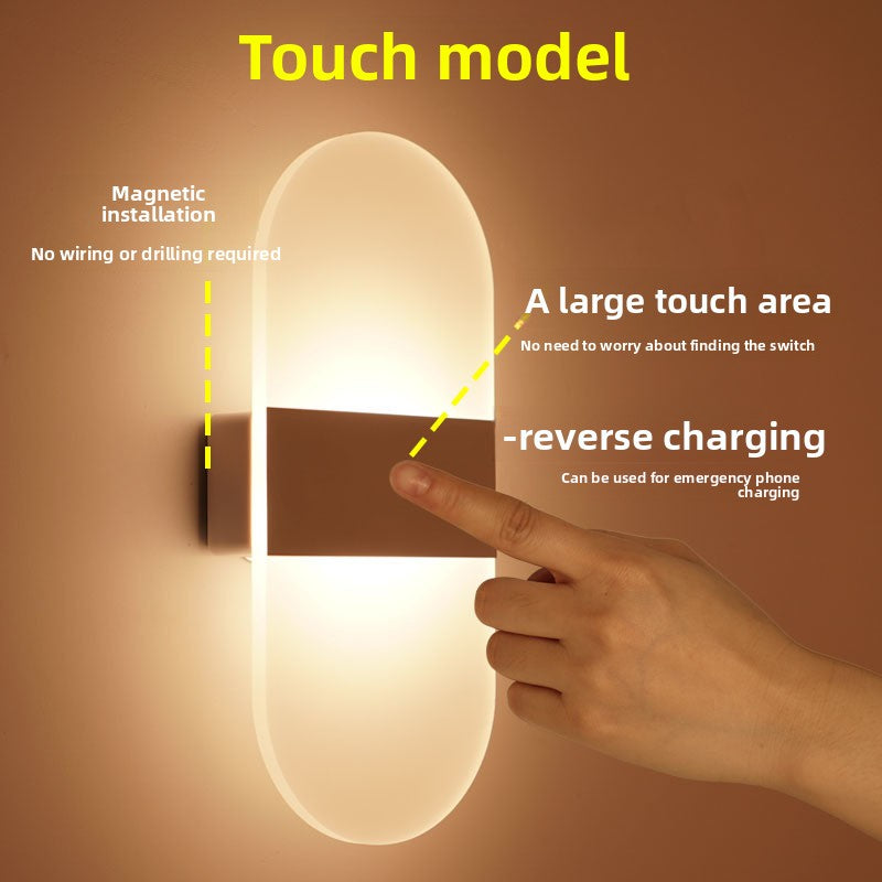 Touch-sensitive wall lamp for bedroom bedside lamp