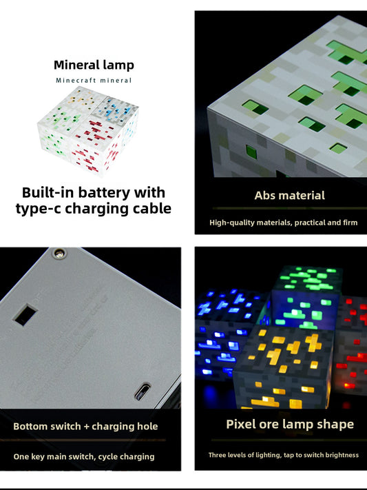 Toy cube mineral lamp