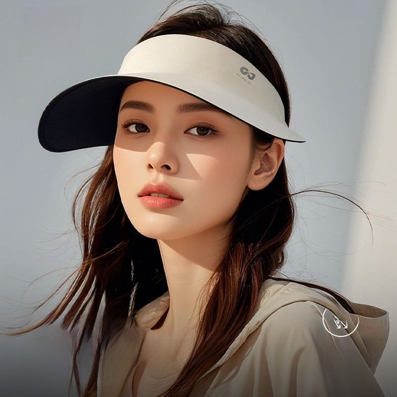 Traceless Integrated Sunscreen Hat Women's Anti-ultraviolet Summer Sports Big Brim Empty Top Foldable Sunshade Hat