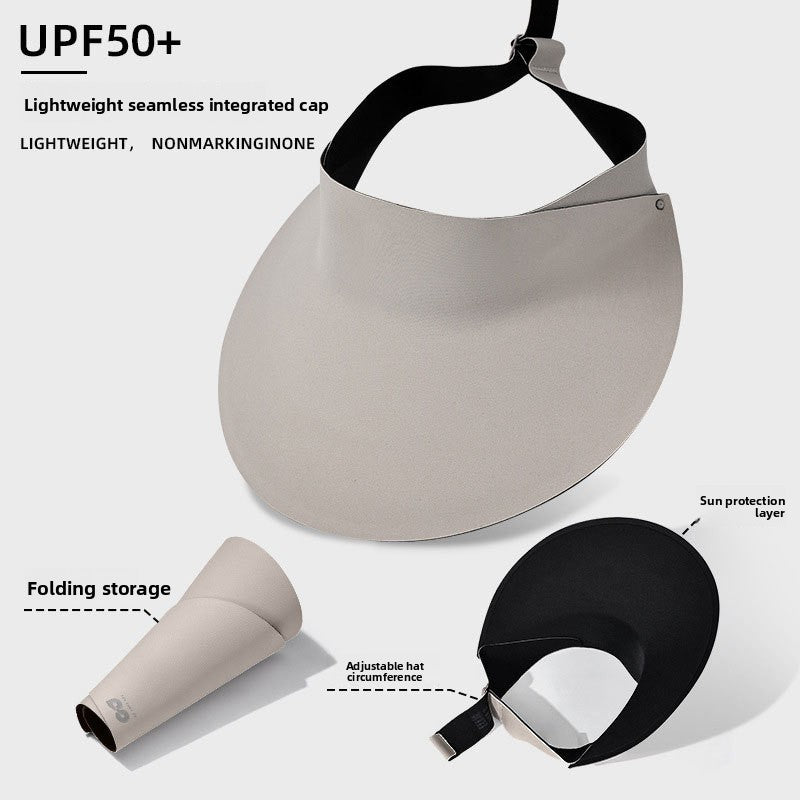 Traceless Integrated Sunscreen Hat Women's Anti-ultraviolet Summer Sports Big Brim Empty Top Foldable Sunshade Hat