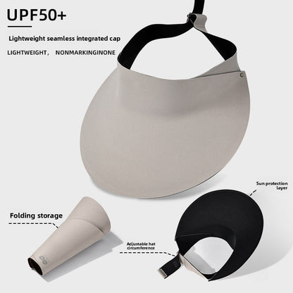 Traceless Integrated Sunscreen Hat Women's Anti-ultraviolet Summer Sports Big Brim Empty Top Foldable Sunshade Hat