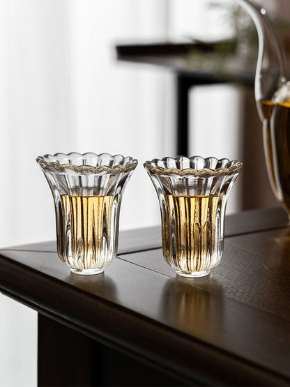 Traditional Chinese Glass Teapot with Flower Tea Cups