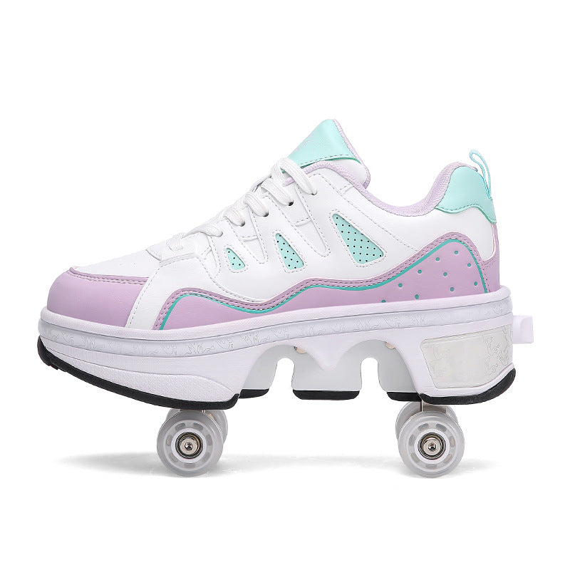 Transformable Roller Skate Shoes with LED Lights