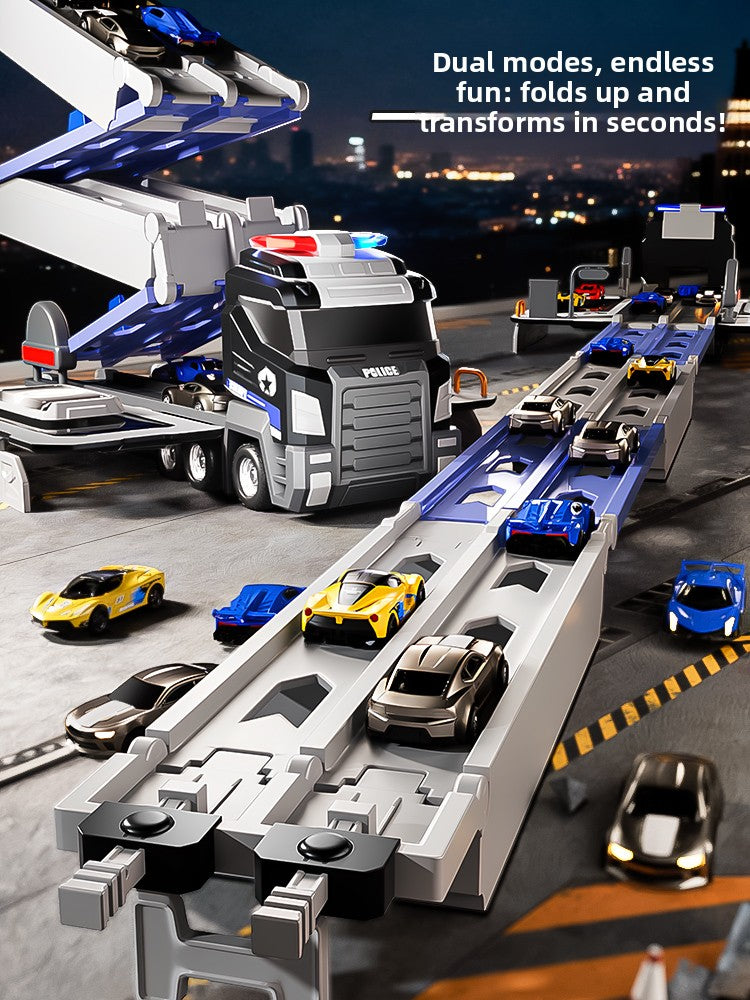 Transforming Police Car Toy with Track and Ejection Features