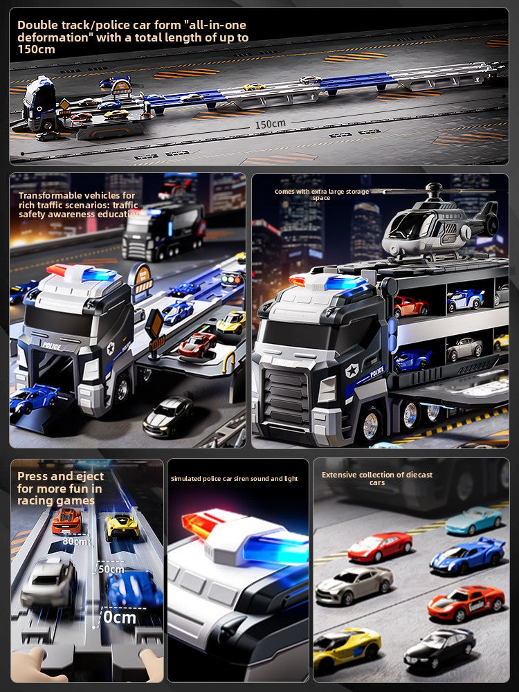 Transforming Police Car Toy with Track and Ejection Features