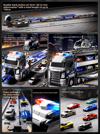 Transforming Police Car Toy with Track and Ejection Features