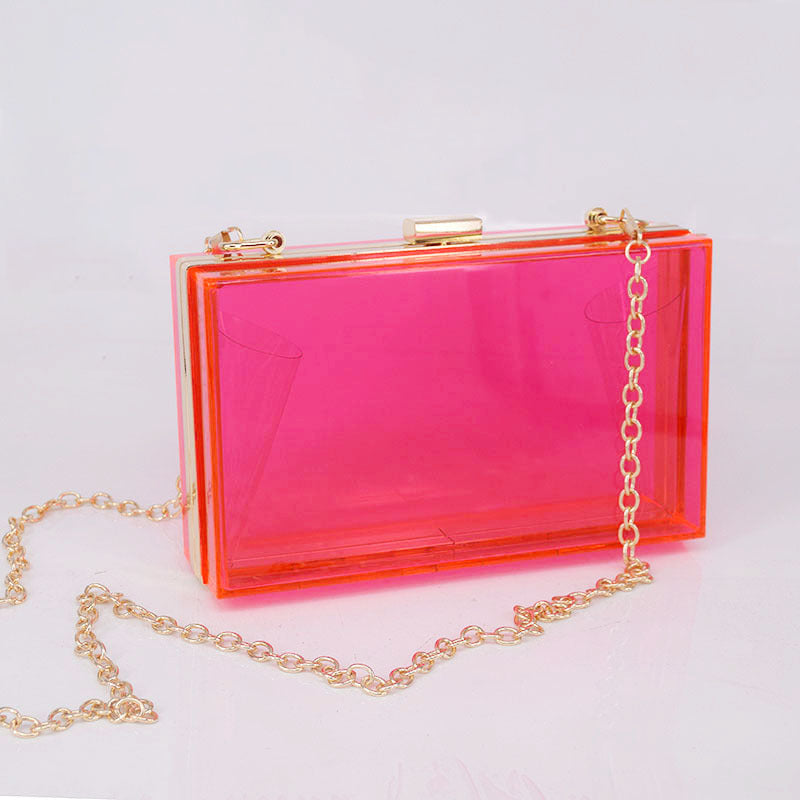Transparent Acrylic Small Square Bag with Resin Chain