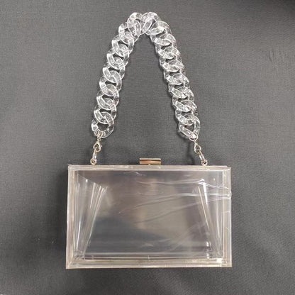 Transparent Acrylic Small Square Bag with Resin Chain