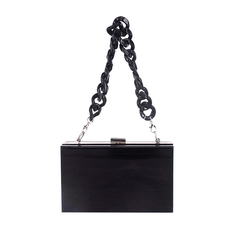 Transparent Acrylic Small Square Bag with Resin Chain