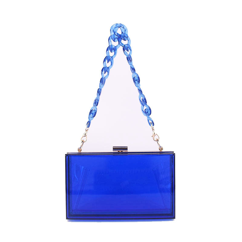 Transparent Acrylic Small Square Bag with Resin Chain