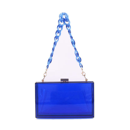 Transparent Acrylic Small Square Bag with Resin Chain