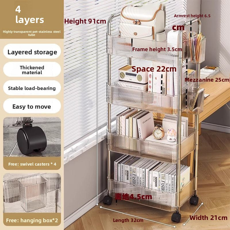 Transparent acrylic trolley storage rack