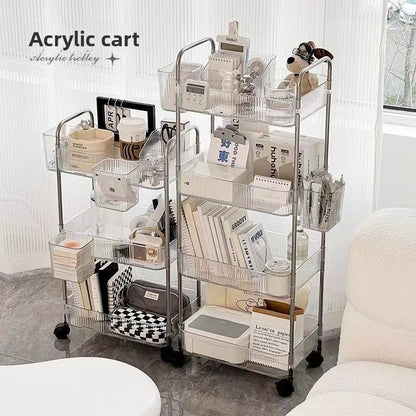 Transparent acrylic trolley storage rack