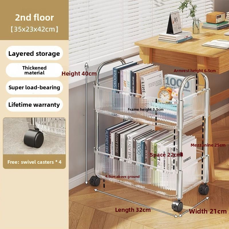 Transparent acrylic trolley storage rack