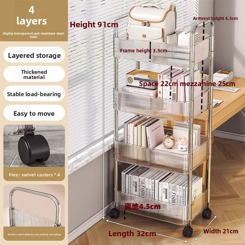 Transparent acrylic trolley storage rack
