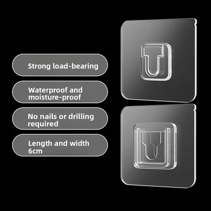 Transparent Adhesive Snap Hooks for Kitchen Bathroom Organization