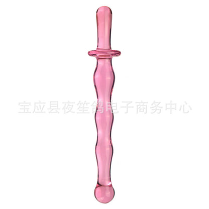 Transparent Black Long Glass Shaped Anal Stopper Anal Expander for Men and Women Posterior Anal Masturbation Sex Fun Beads