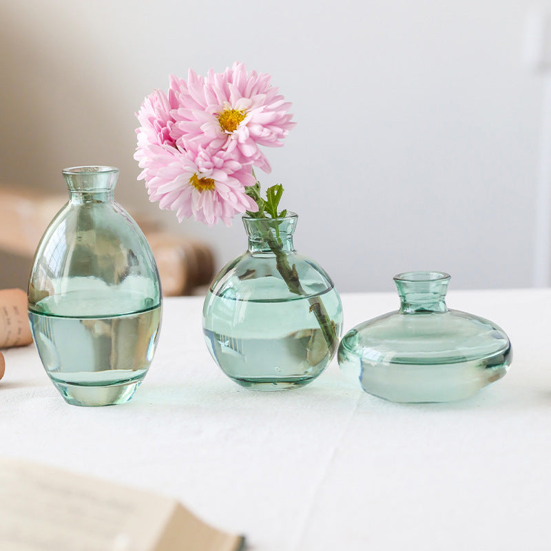 transparent colored vase