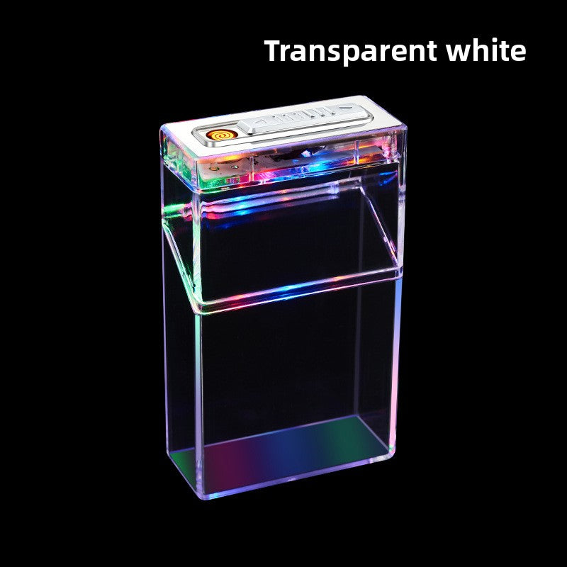 Transparent Colorful Rechargeable Cigarette Case Lighter Windproof