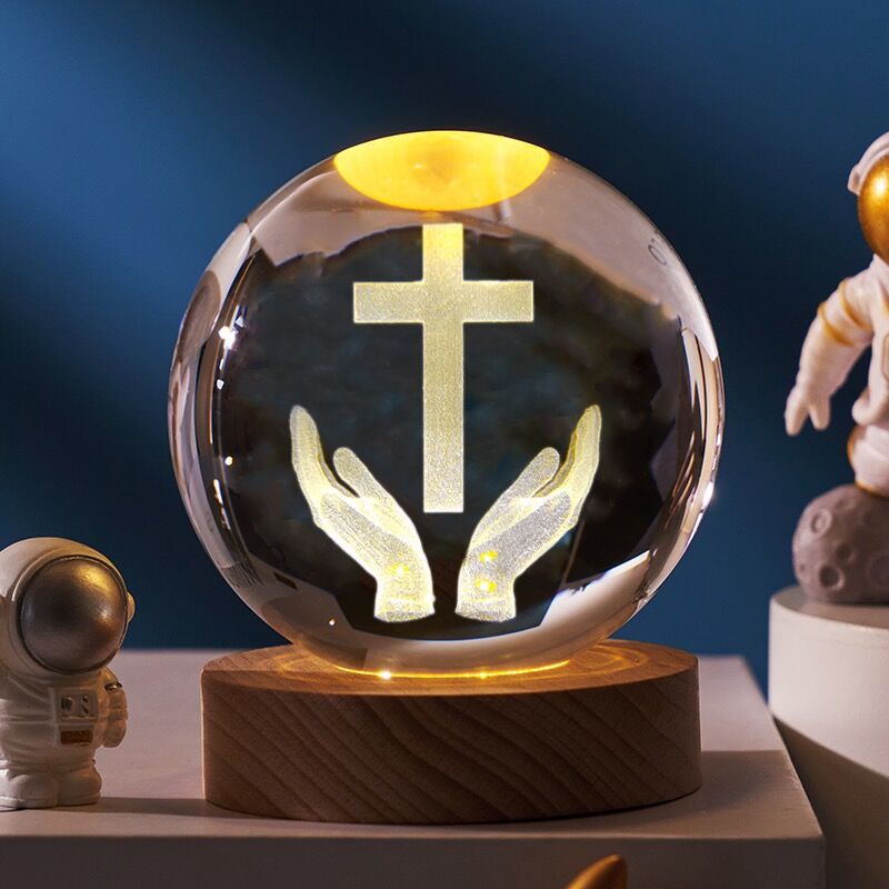 Transparent Crystal Cross Desktop Night Light