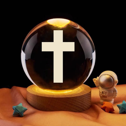 Transparent Crystal Cross Desktop Night Light