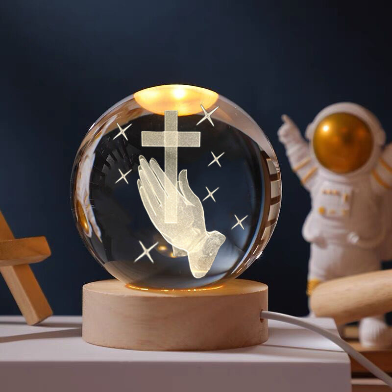 Transparent Crystal Cross Desktop Night Light