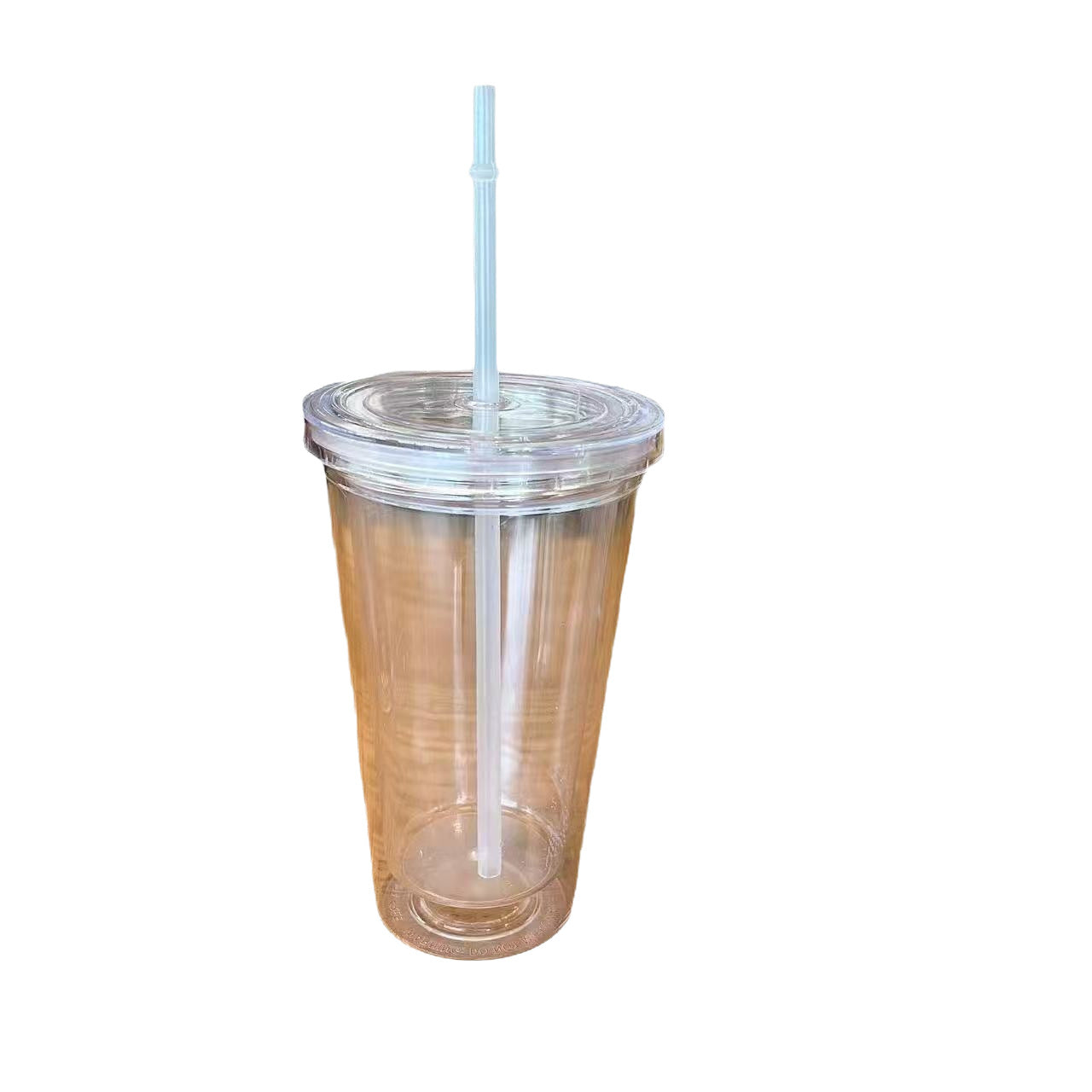 Transparent Double Layer Plastic Straw Cup