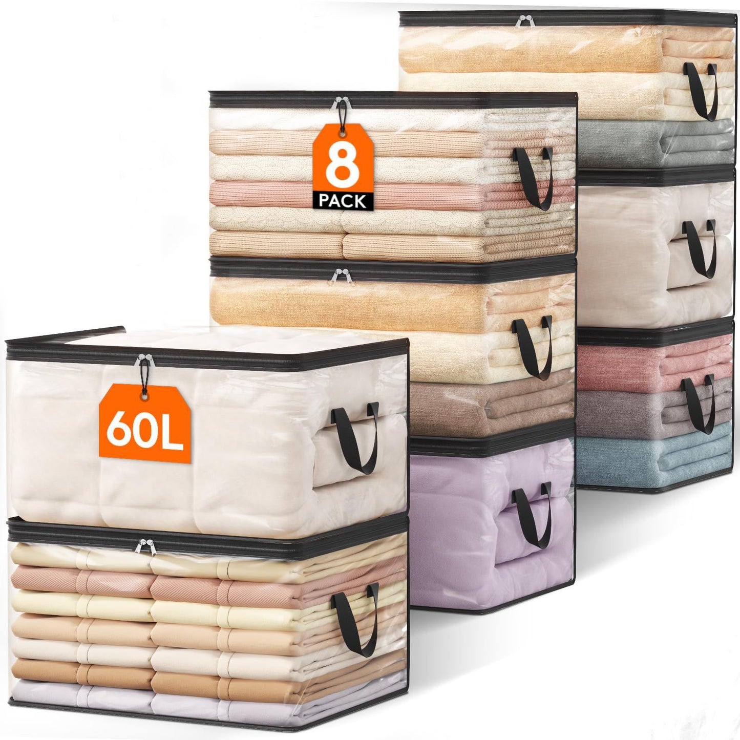 Transparent Double Zipper Storage Bags