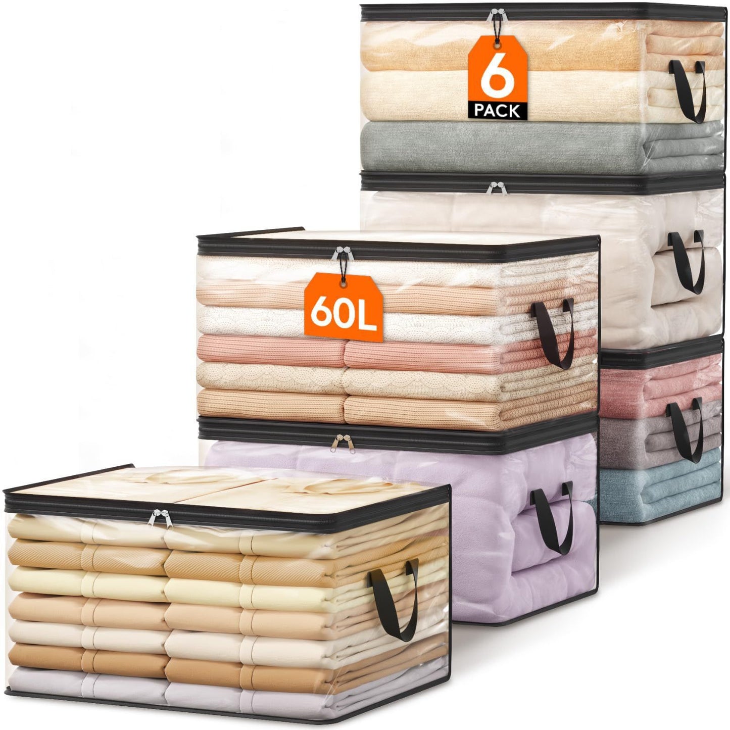 Transparent Double Zipper Storage Bags