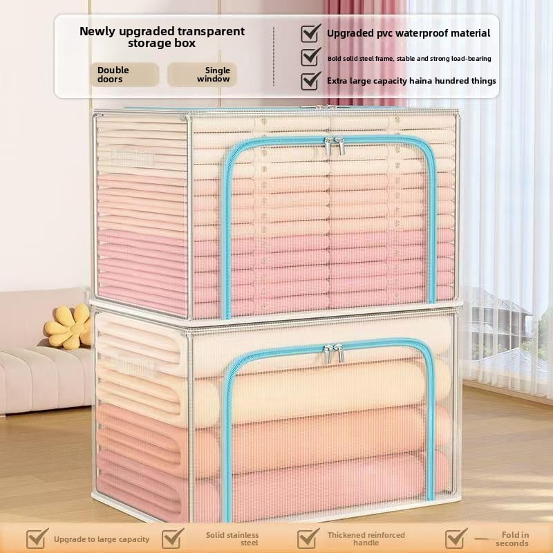 Transparent Foldable Waterproof Storage Box with Steel Frame