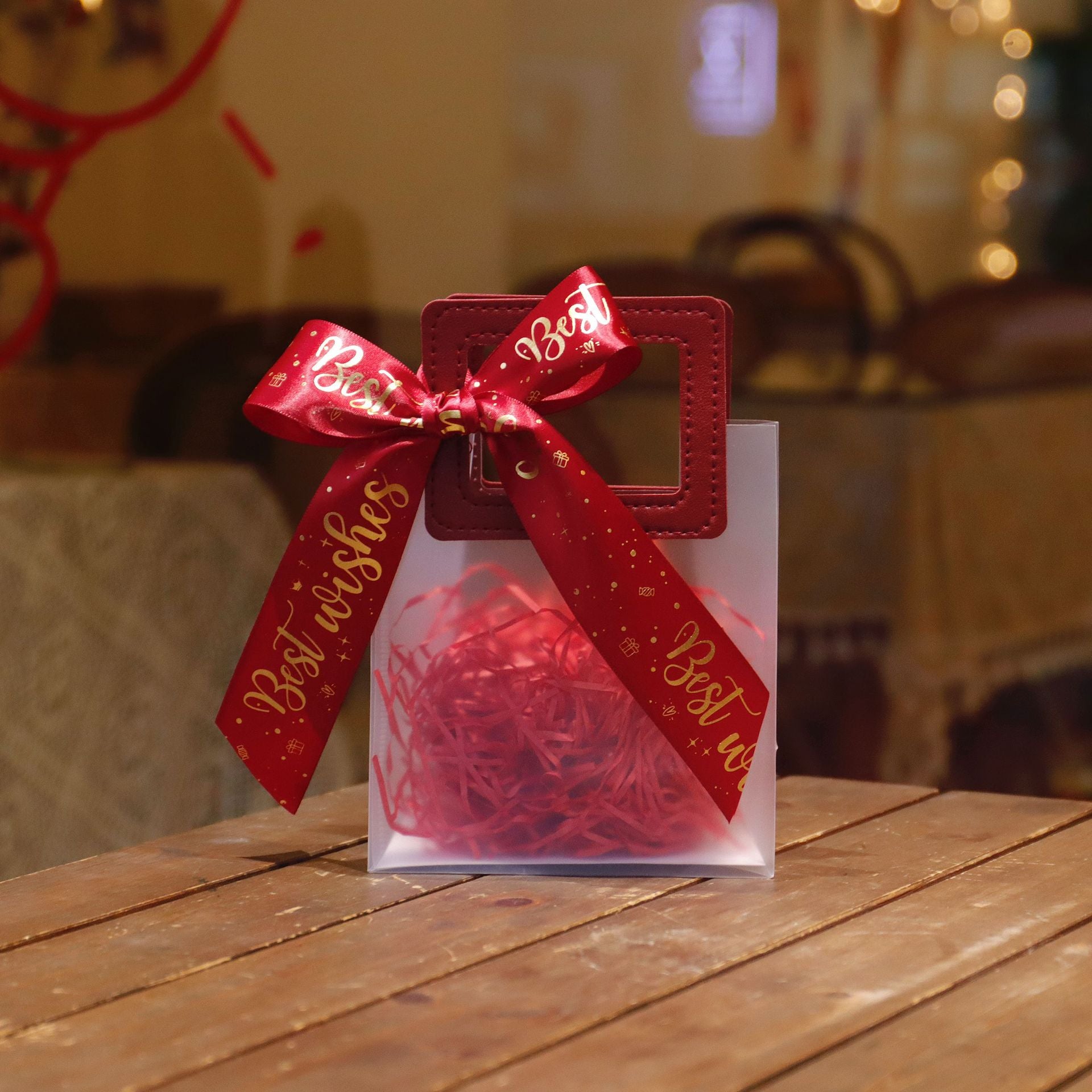 Transparent Gift Tote Bag with Decorative Ribbons