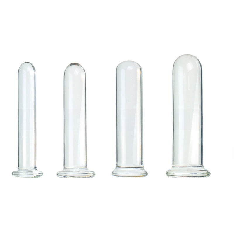 Transparent Glass Adult Toy with Cylindrical Base