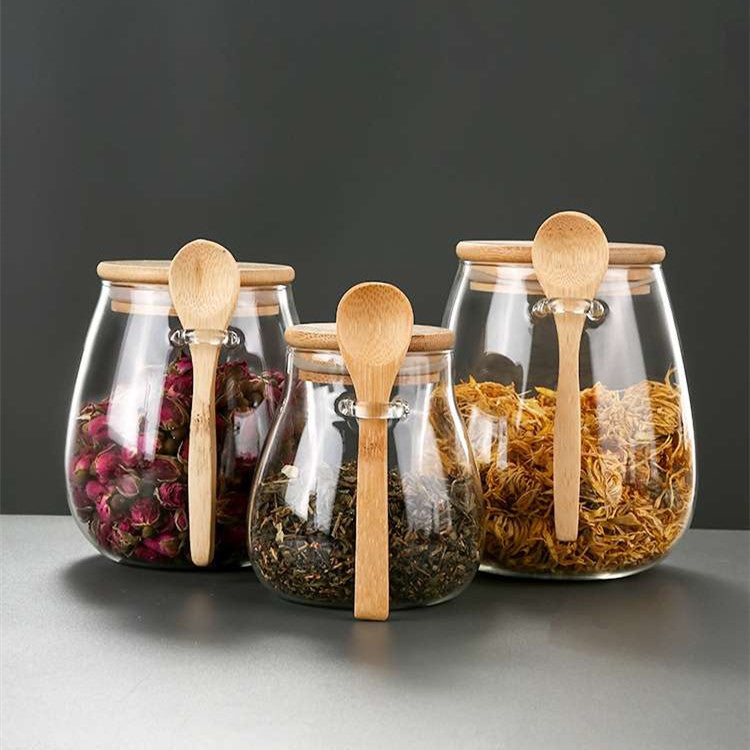 Transparent glass storage jar